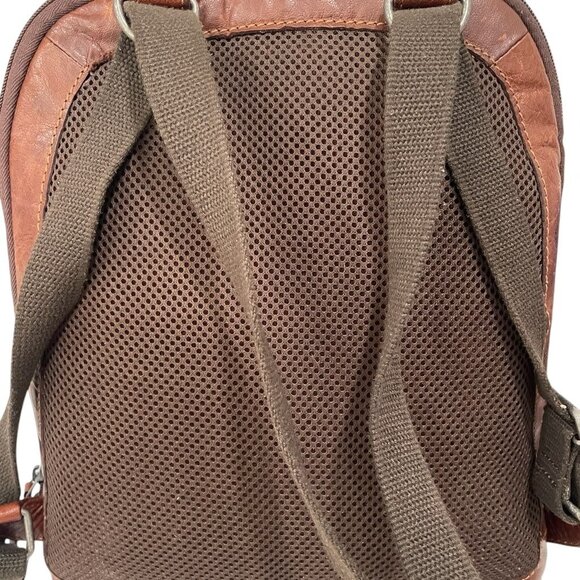 Jack Georges Brown Leather Backpack Sling Bag Crossbody Messenger Retro Office - Picture 7 of 9